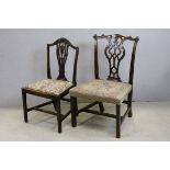 Georgian Chippendale Style Mahogany Dining Chair with Carved Splat and Stuff Over Seat together with