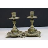 A pair of William Tonks and sons brass candlesticks.