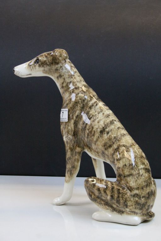 Winstanley ceramic model of a Greyhound type Dog, numbered 8 to base, stands approx 32cm - Image 5 of 5