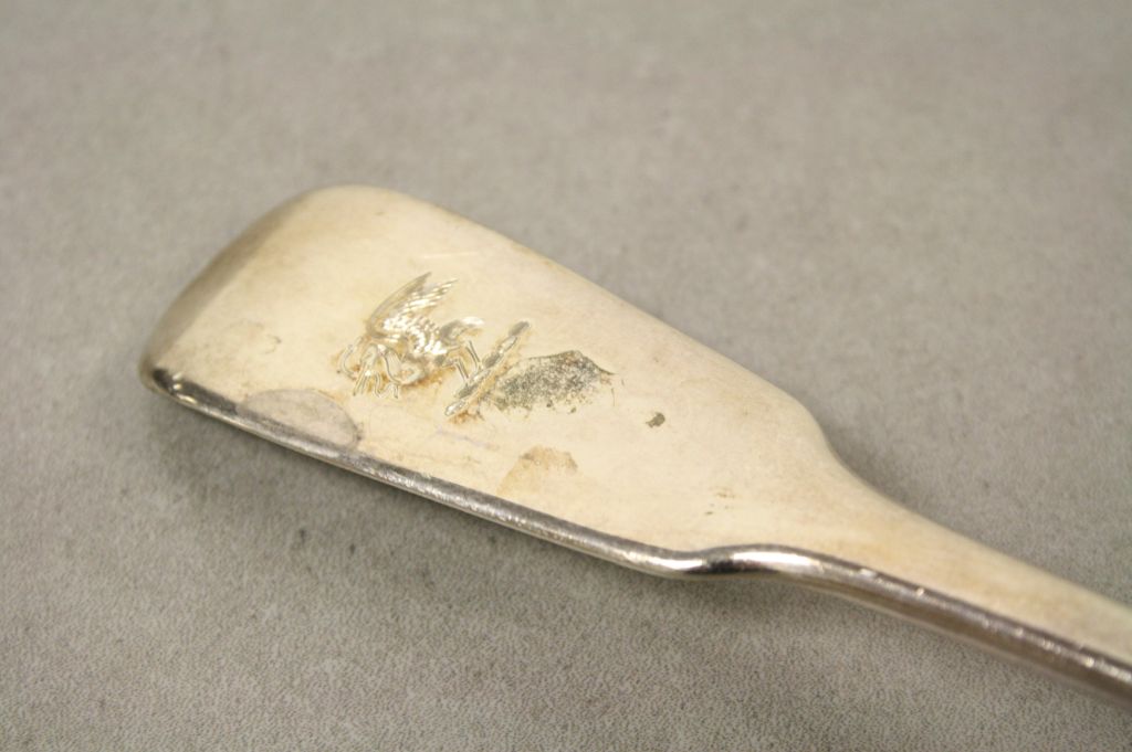 Georgian Hallmarked Silver Ladle by William Chawner II, approx 33cm long with monogram to handle - Image 2 of 3