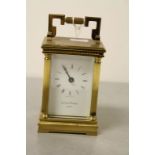 Mappin & Webb Brass Carriage clock with Quartz movement & Enamel dial, measures approx 12 x 8 x 6.