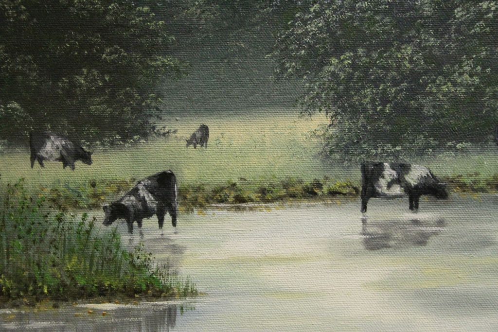 Edward R Taverner contemporary oil on canvas cattle in a rural setting signed dimensions 30 x 40 - Image 2 of 3
