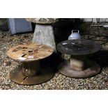 Pair of Large Wooden Reels, 60cms diameter