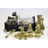 Group of Ecclesiastical brass and copper ware to include candle sticks, vases etc