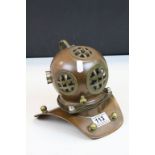 Miniature model of a diver's Helmet in Copper & Brass, measures approx 19.5 x 17 x 16cm at the