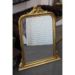 19th century Style Gilt Framed Overmantle Mirror, 92cms wide x 110cms high