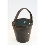 Vintage waxed Leather Horse feed type Bucket with swing handle, stands approx 27cm