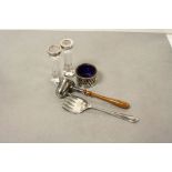 Hallmarked Silver Candle snuffer with turned wooden handle, pair of Hallmarked Silver & cut glass