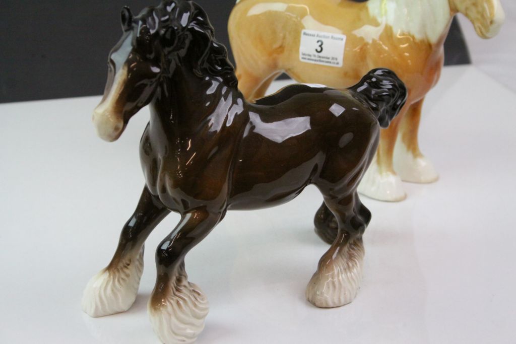 Two Beswick ceramic Shire Horses to include; 818 Palomino by Arthur Gredington - Image 2 of 6