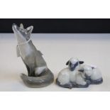 Two Royal Copenhagen ceramic Animals to include; pair of Lambs numbered 2769 & a Fox numbered 1475