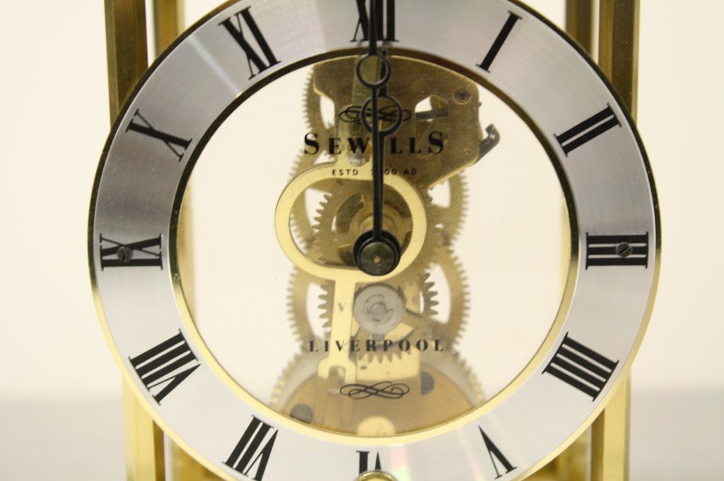 Sewills of Liverpool key wind Skeleton type Brass Mantle clock ...