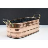 Vintage Copper Planter with Turned Wooden and Brass Handles