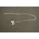 A silver CZ and opal panelled cat pendant necklace on silver chain