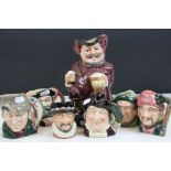 Collection of seven vintage Royal Doulton Character jugs to include; Mine Host, The Lumberjack, Auld