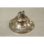 Hallmarked Silver Paperweight with model of a Pig finial, approx 7.5cm diameter