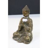 Chinese bronze Buddha with four character marks to base