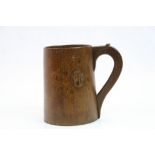 Arts and Crafts Turned Treen Tankard engraved with intials
