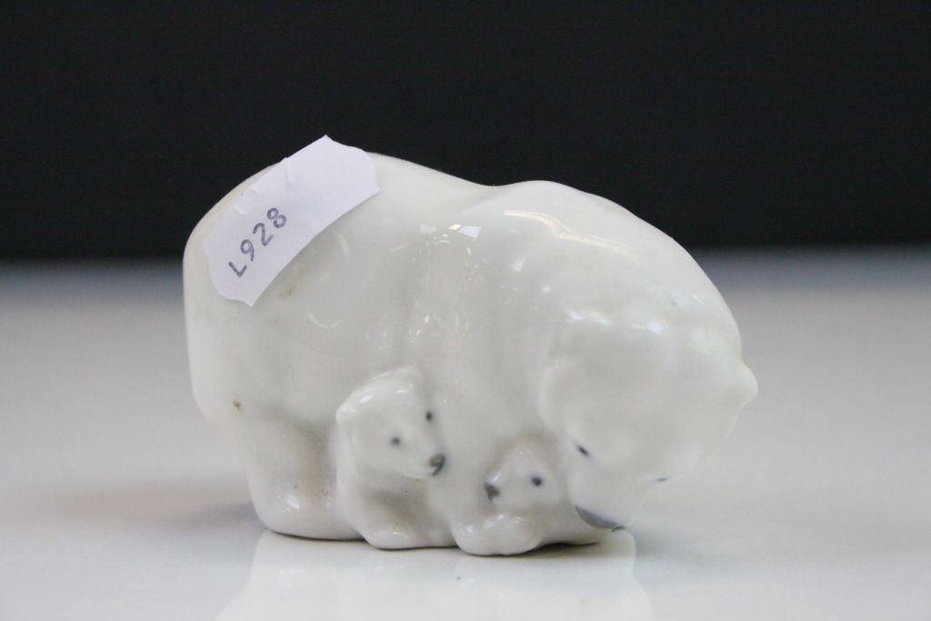 Three Royal Copenhagen ceramic Animals to include; Polar Bear, engraved "NN" to foot, pair of Pandas - Image 7 of 8