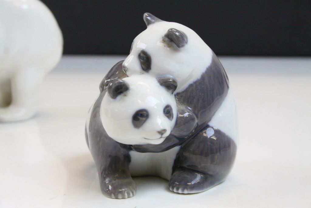 Three Royal Copenhagen ceramic Animals to include; Polar Bear, engraved "NN" to foot, pair of Pandas - Image 2 of 8