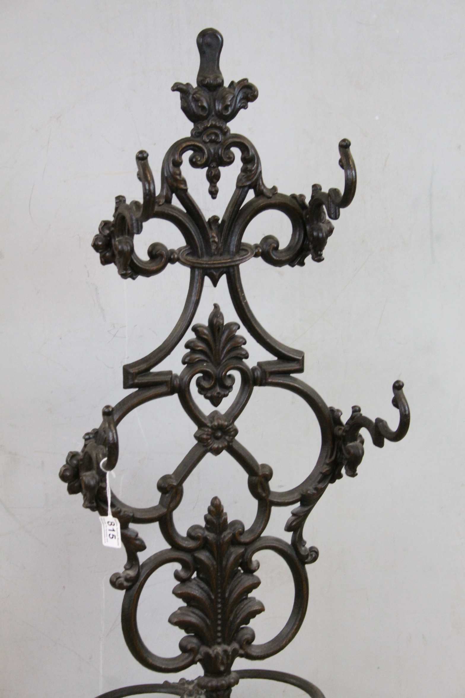 Reproduction Victorian Metal Cloak / Hall Stand with Four Hooks and Four Stick Compartments, - Image 2 of 4
