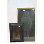 Gilt framed artwork of a brass rubbing of a Knight and another