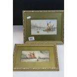 Pair of Victorian sailing ships watercolours by William Small