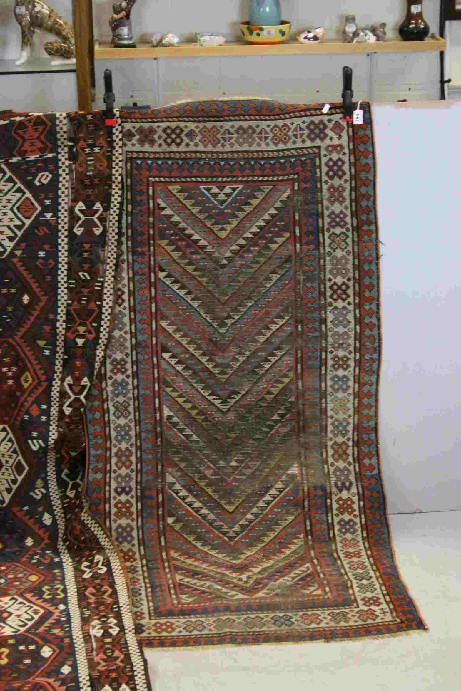 Eastern Red and Blue Ground Rug 300cms x 125cms together with another Rug 182cms x 86cms - Image 2 of 9