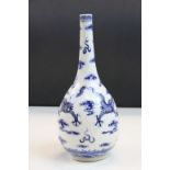 Chinese ceramic blue & white bottle type Vase with narrow neck & Dragon decoration, four character