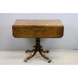 19th century Mahogany Drop Flap Table with Drawers to either end, raised on Turned Column Support