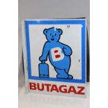 Vintage double sided Aluminium Advertising sign "Butagaz", measures approx 61 x 50cm