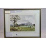 Margot Harrison (born 2 Jan 1915) watercolour, "View across the valley" 11.5" x 17" (framed &