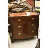 Georgian Mahogany Bow Fronted Chest of Two Short over Three Long Drawers raised on swept bracket