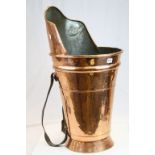19th century French copper grape hotte with leather shoulder straps