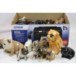 Quantity of ceramic and other bull dog figures to include Sylvak an avon scent bottle, resin