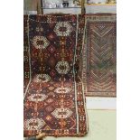 Eastern Red and Blue Ground Rug 300cms x 125cms together with another Rug 182cms x 86cms