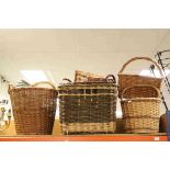 Collection of Nine Wicker Log and other Baskets