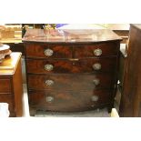 Early 19th century Mahogany Bow Fronted Chest of Two Short over Three Long Drawers raised on swept