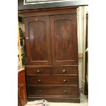 George III Mahogany Linen Press, the upper section with Twin Panel Doors opening to reveal to