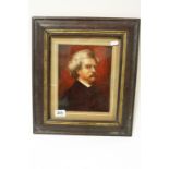 Framed oil painting portrait of American author Mark Twain