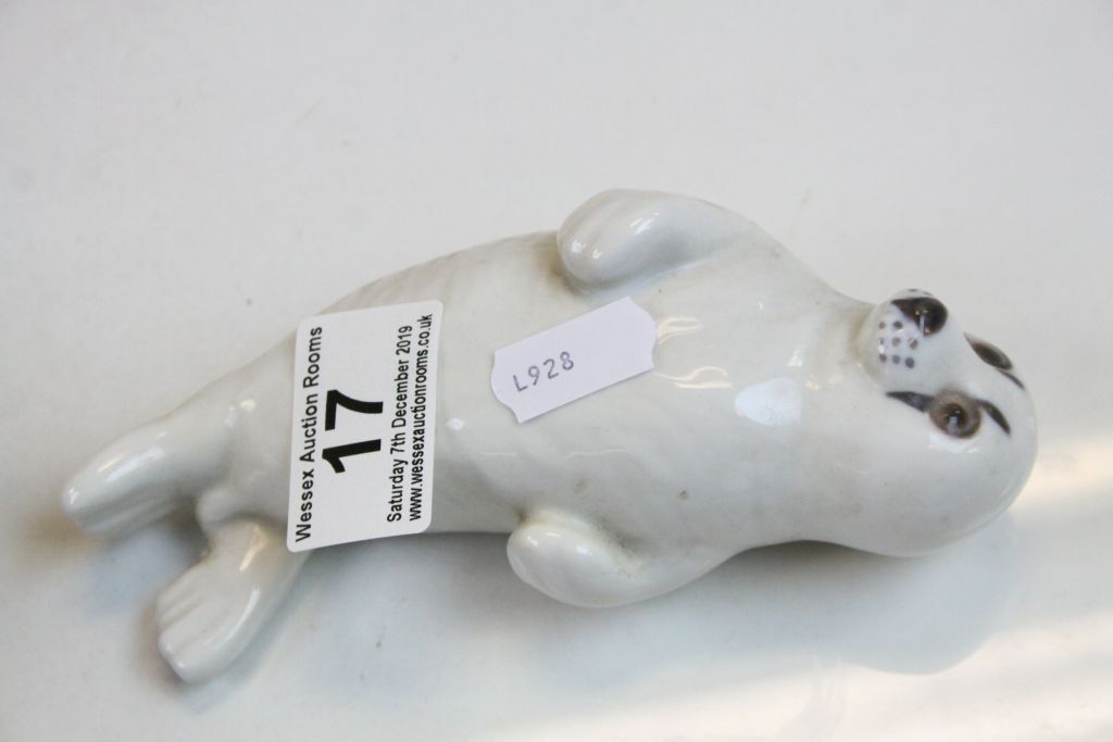 Three Royal Copenhagen ceramic Animals to include; Seal scratching it's ear number 327 (damaged), - Image 6 of 8