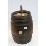 Vintage coopered Wooden Barrel with two Wooden mice to the top