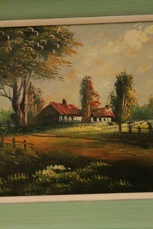 A 20th oil on canvas rural scene with cottage. - Image 2 of 2