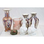 Small collection of vintage ceramics to include Kaiser vase & pair of Pheasant Bookends