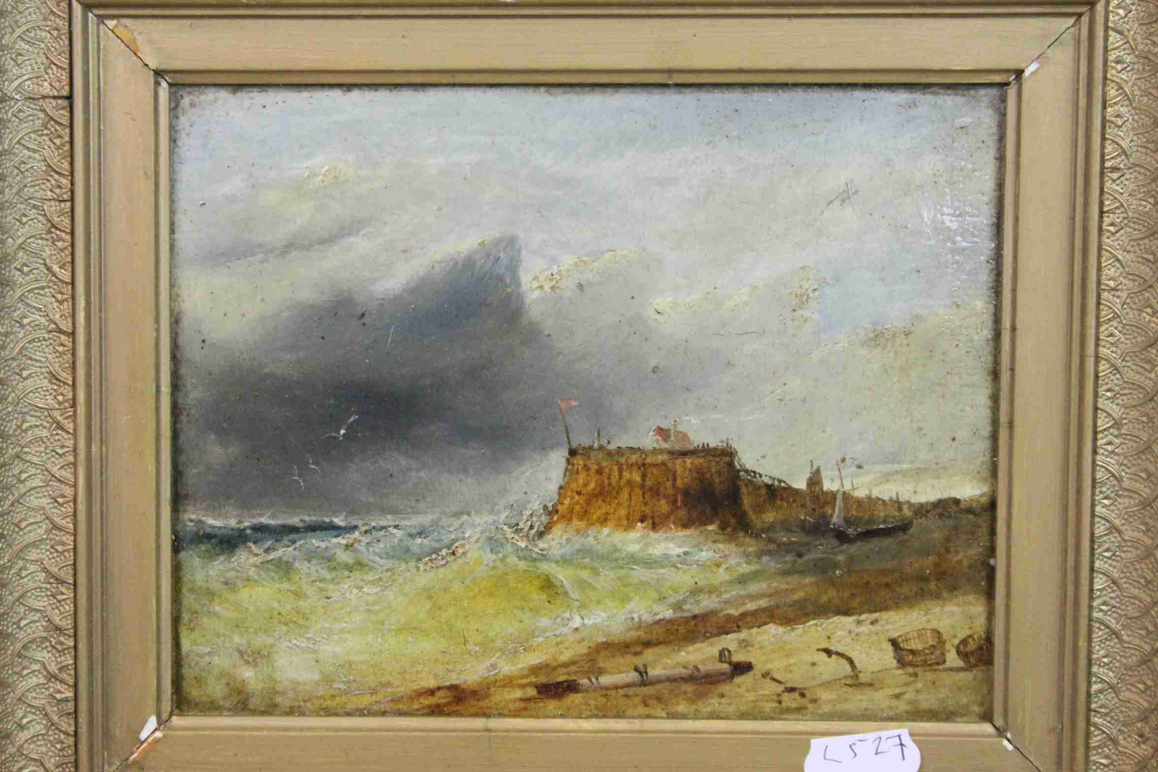 Pair of gilt framed oil paintings of coastal scenes - Image 3 of 4