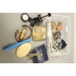Tub of mixed collectables including; medals, coins, pocket watch etc