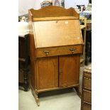 Late 19th / Early 20th century Oak Students Bureau with Fitted Interior, Single Drawer and Two
