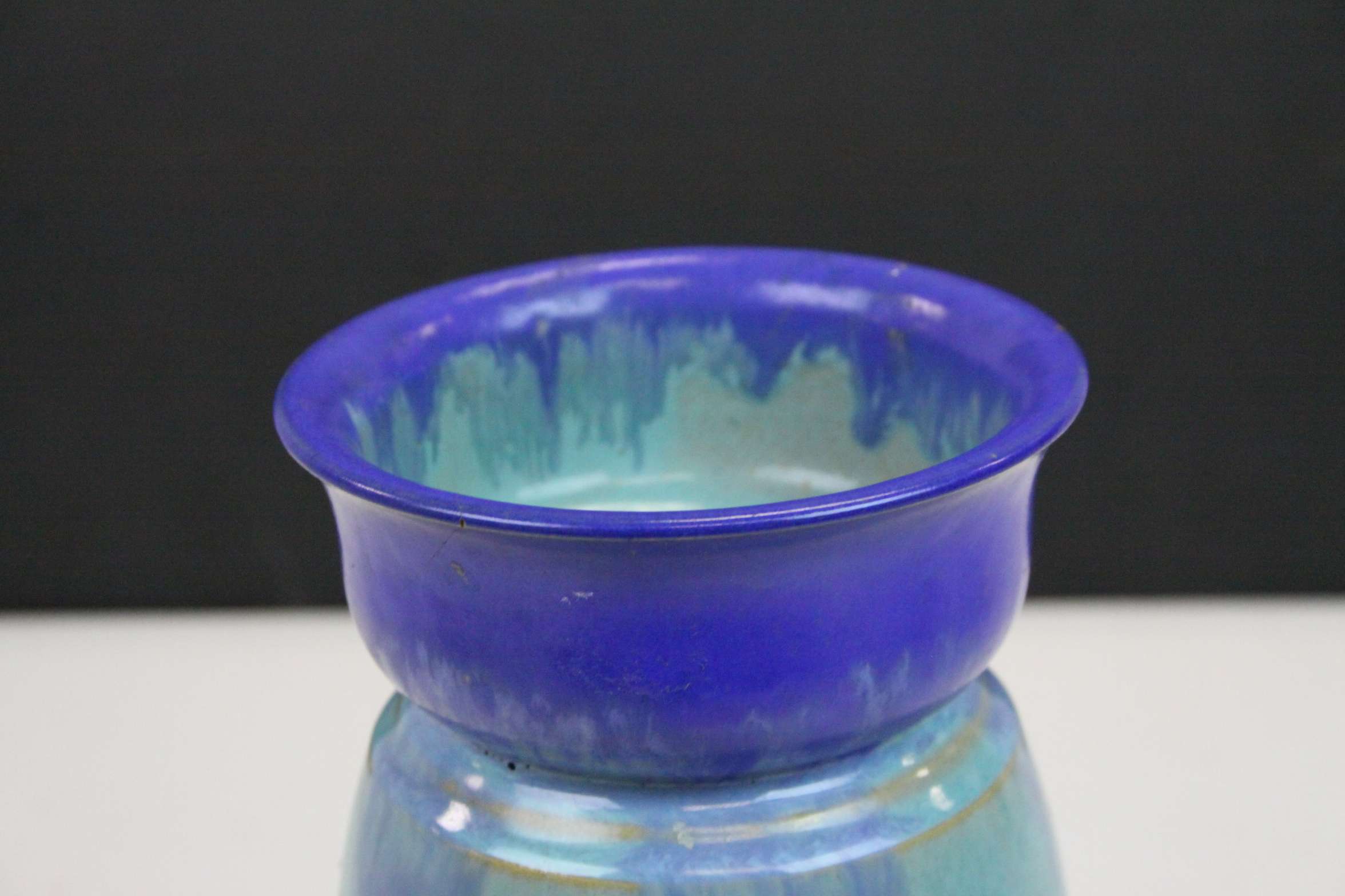 An Art Deco Edna Best fruit patterned bowl and blue ground 20th century vase - Image 5 of 6