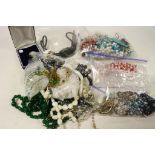 Box of mixed vintage & other Costume jewellery to include Silver, Coral & pearl necklace etc