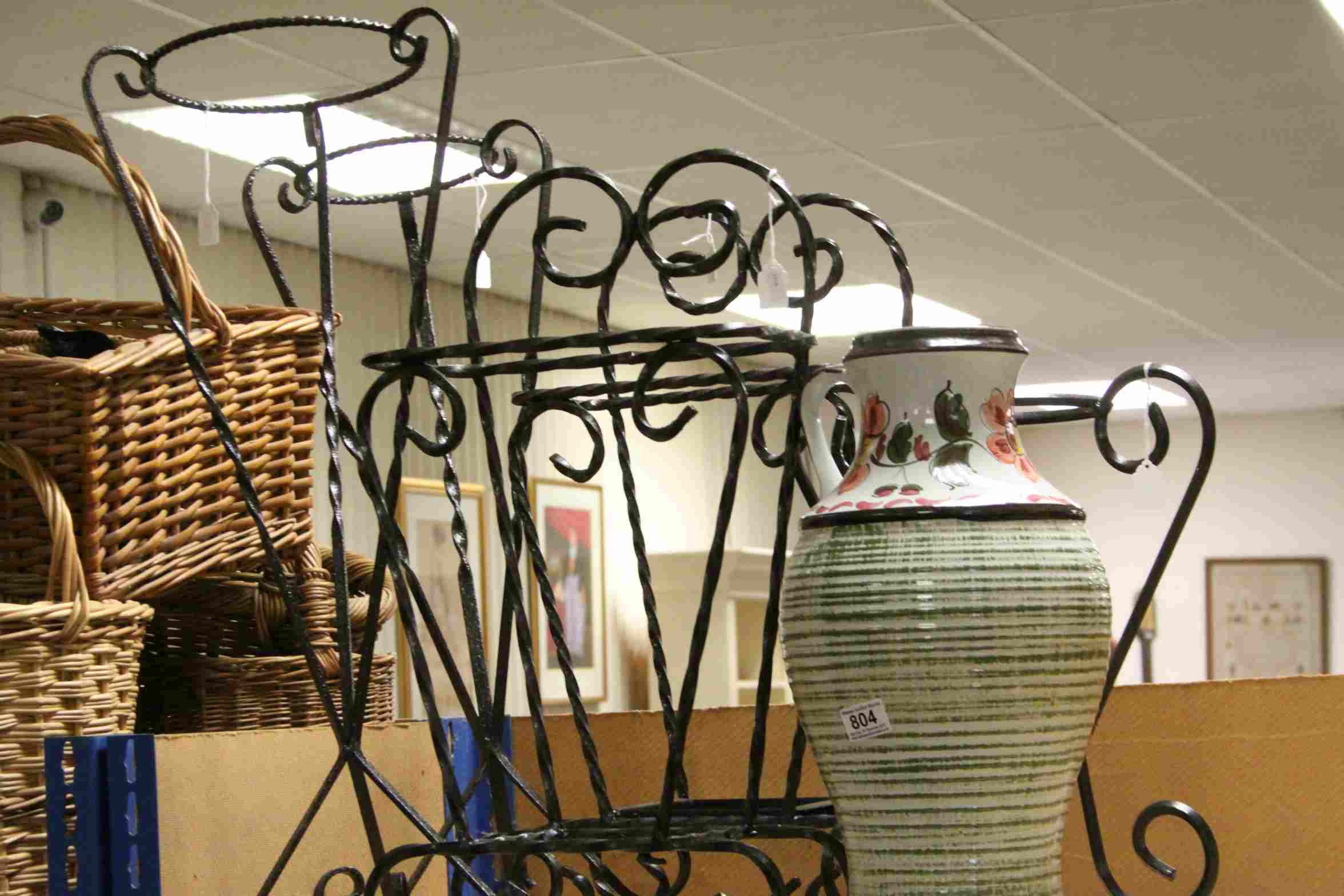 Pair of Wrought Iron Stick / Umbrella Stands, Pair of Wrought Iron Plant Pot Holders and a Ceramic - Image 2 of 2