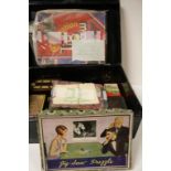 Tin of mixed vintage Games to include Chess, Lotto, Jigsaws etc